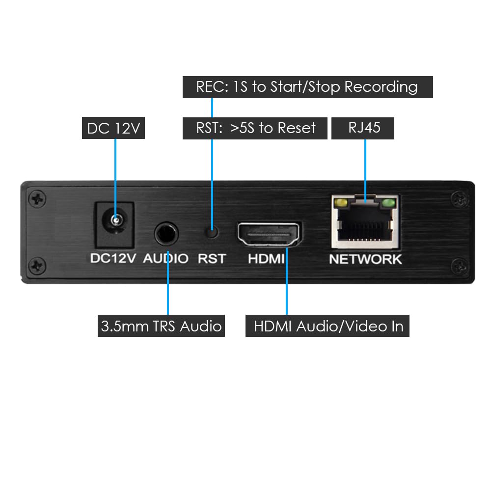 EXVIST H.265 1080P HDMI Video Encoder HDMI to RTMP Encoder W/SD Card Slot Max. 128G DDNS HTTP RTMP RTSP TS Compatible with ONV/HK Private Protool for IPTV Live Streaming to YouTube Facebook Vimeo etc.