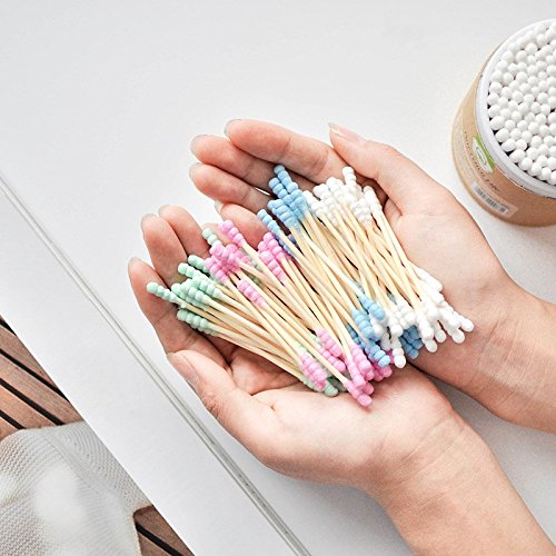 600 Piece Multicolor Cotton Swabs, Magnoloran Double Tipped Cotton Tipped Applicator Cotton Sticks Ear Swab Twist Cotton Tips Cosmetic Swabs with Bamboo Handle for Make-up & Cleaning Ear/Jewelry - Thumbnail 7