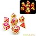 Bescon Super Glow in the Dark Metal Polyhedral Dice Set Golden and Rose, Luminous Metallic RPG Role Playing Game Dice 7pcs Set