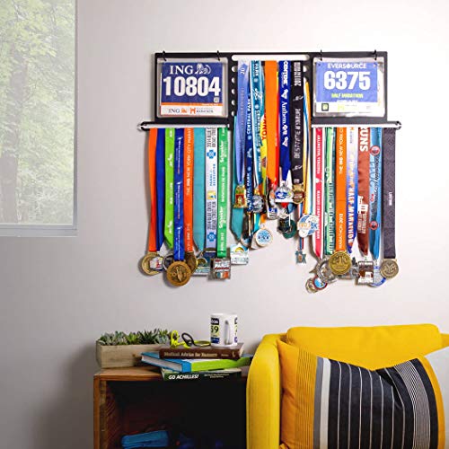 Deluxe BibFOLIO+ Race Bib & Medal Display Wall Mounted Medal Hanger