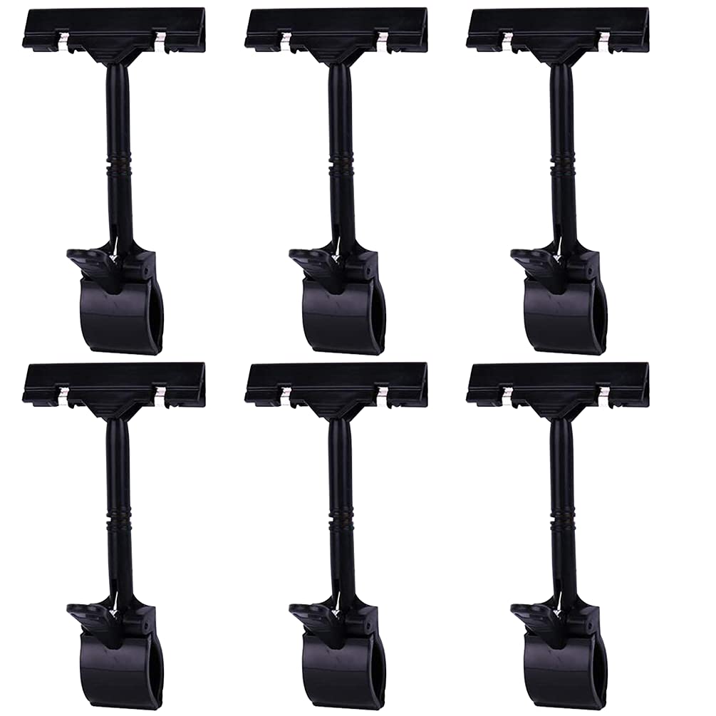 6PCS Plastic Rotatable Commodity Sign Price Tag Label Display Clip Advertising Clip Black