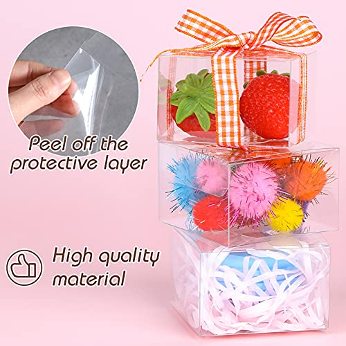 VGoodall Clear Favor Boxes, 100 pcs Plastic Gift Boxes Transparent Cube Boxes PET Boxes for Wedding, Party, Baby Shower, Bridal Shower