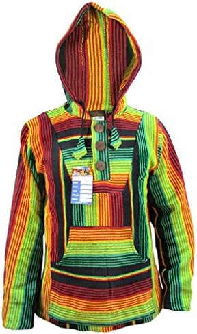 Little Kathhmandu Cotton Multicoloured Striped Ethnic Baja Hoodies