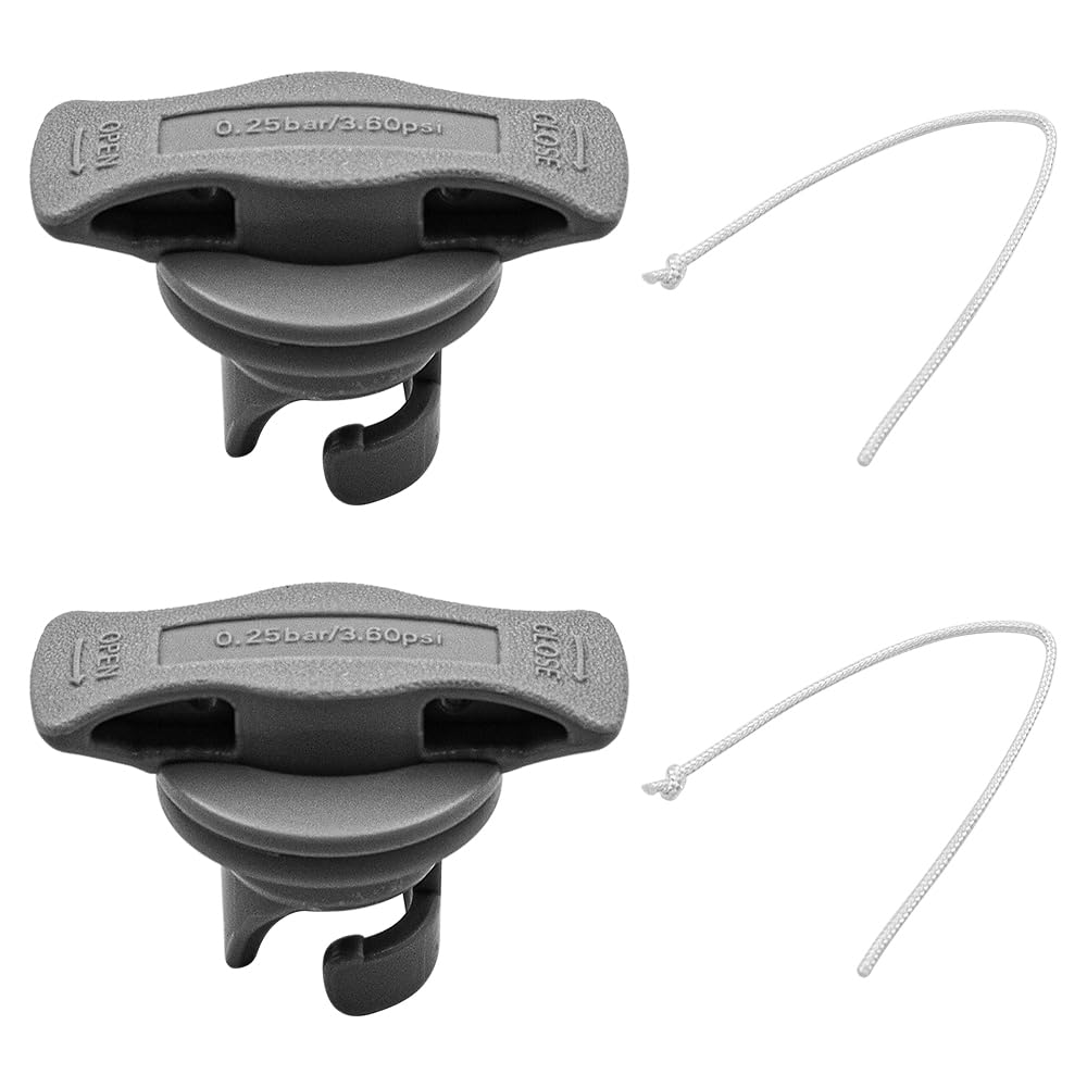 Hsthe Sea 2pcs Boat Kayak Air Valve Plug Inflatable Boat Valve Cover Dust Proof Spiral Air Plugs Replacement for Rubber Dinghy Raft Kayak Pool(Grey)