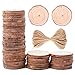 Caydo Natural Wood Slices, 50 Pieces 2.4-2.8 Inch Unfinished Wood Slices with Color Pens, Natural Jute Twine and Cotton String for Christmas Home Hanging Decorations and Wedding Ornaments