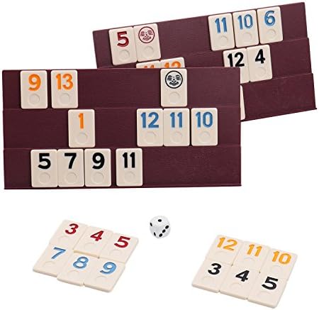 Doublefun Rummy 106 Tiles, Travel Rummy with 4 Sturdy Racks&amp; Instructions, rummikub tiles suit for 2-6 Players