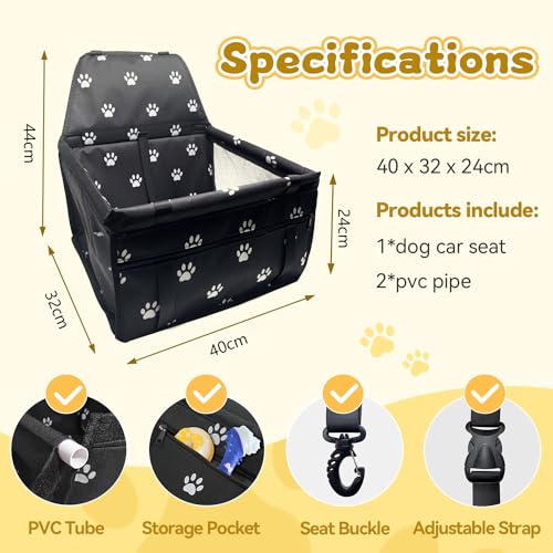 Flagest Dog Car Seat Reinforced Oxford Breathable Washable Foldable Car Seat for Dogs Cats Other Small Pets 40 x 32 x 24cm