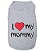 Parisian Pet Unisex Dog T-Shirt with Embroidered 'I Love My Mommy' Words - 100% Cotton, I Love My Mom Shirt - Breathable Sleeveless Pet Vest - Grey Dog Shirts for Small Dogs, S