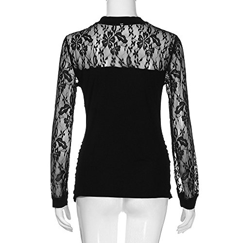Londony ♥‿♥ Clearance Sales,Plus Size Clothing for Women Hollow Lace Neck Long Sleeve Black Blouse Tops Shirt
