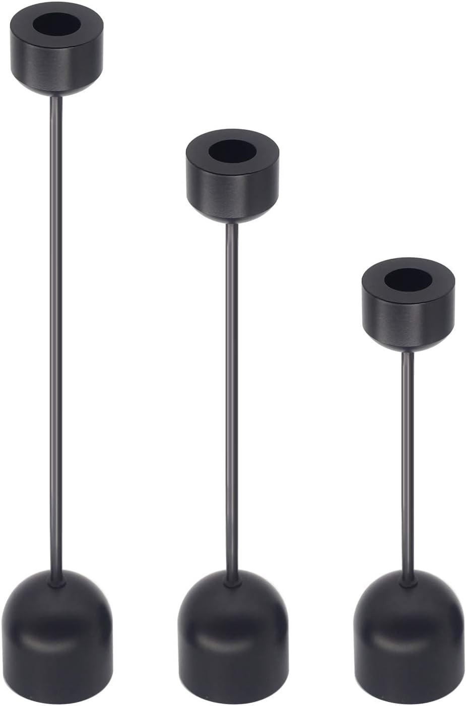 SUJUN Matte Black Candle Holders Set of 3 for Taper Candles