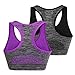 NINE BULL Women's Padded Strappy Activewear Workout Clothes Sport Bra Yoga Black and Purple Medium