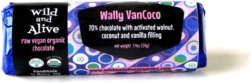 Wild and Alive, Raw Vegan Organic, Wally VanCoco, Filled Chocolate Bar, 1.4oz