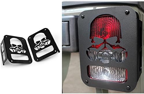 Geennorahs Skull Mask Black Tail Light Guards Protector For Jeep Wrangler 2007-2016 2/4 door Sport X Sahara Unlimited Rubicon Rear Tail light Covers