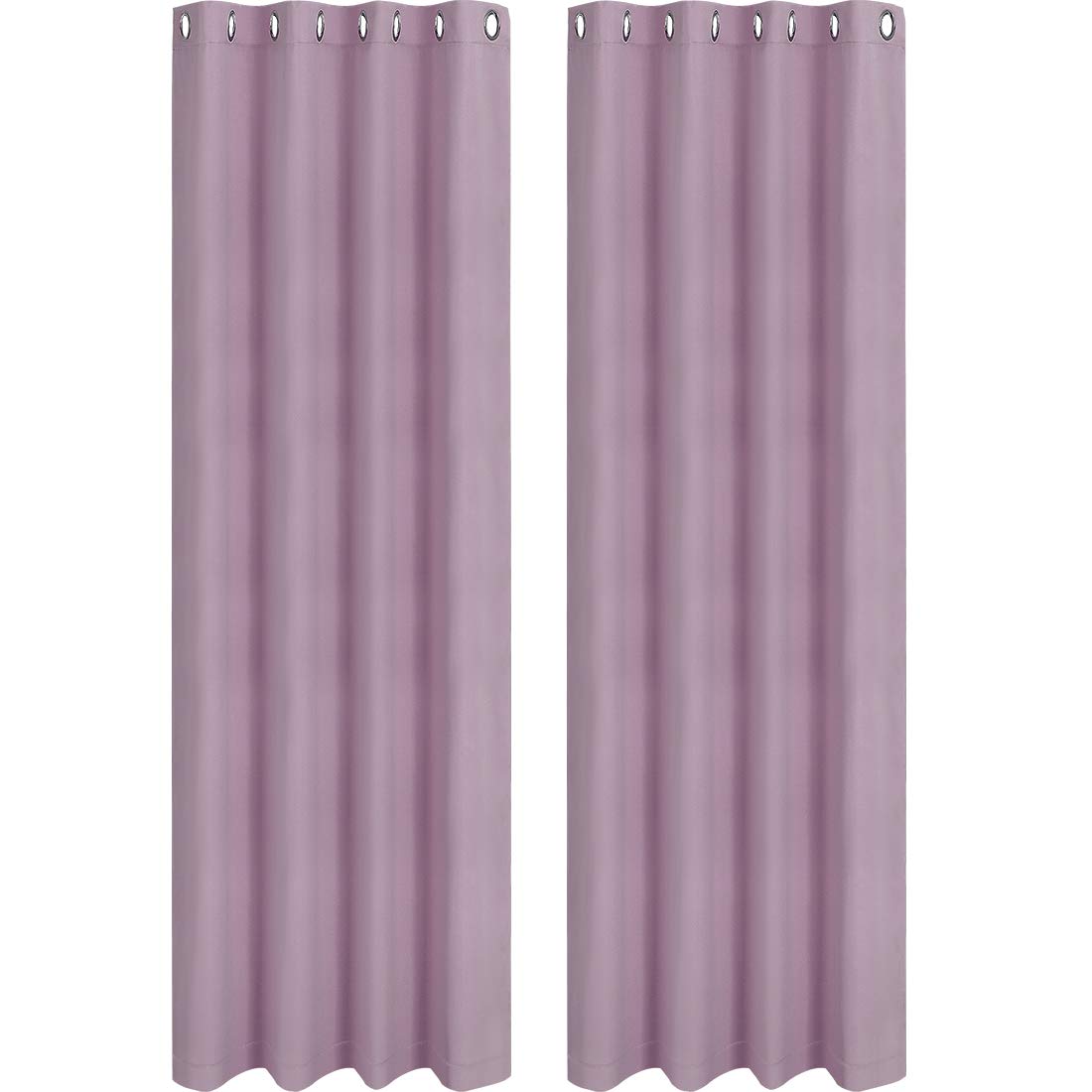 PiccoCasa Window Curtain Panel Grommet Top Solid Blackout Curtains Room Darkening Thermal Insulated Curtain Drape for Living Room Curtains, 2 Panels Lilac 52 x 95 Inch
