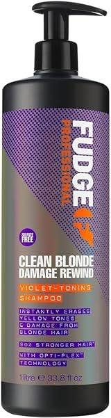Fudge Professional Clean Blonde Damage Rewind Shampoo 1 Litre Purple Toning