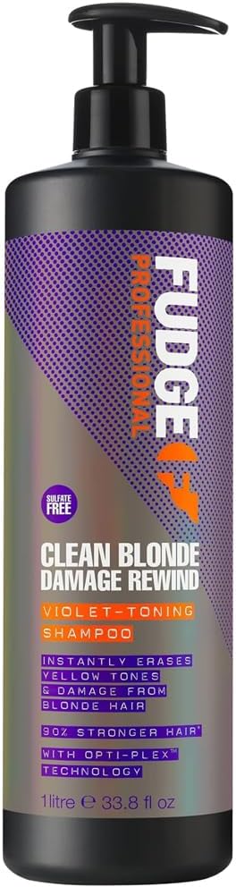 Fudge Professional Clean Blonde Damage Rewind Shampoo 1 Litre Purple Toning