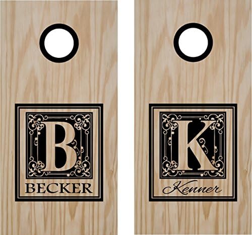 StickerChefMonogram Family Name Cornhole Board Decals Stickers - Extra Large (2 Decals) - Wall Decals - Vinyl Stickers - Custom Text