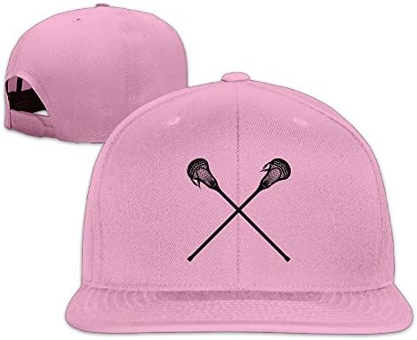 Custom Unisex Pink Adjustable Cool Crossed Lacrosse Sticks Snapback Flat Caps One Size