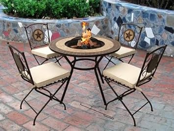 Verona Firepit With 4 Chairs Large Fire Bowl Garden Heater Bbq
