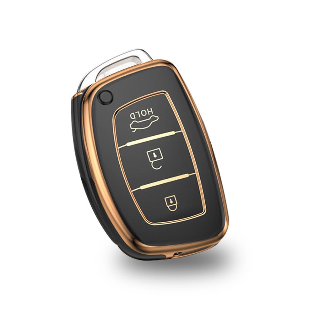 KUNIO Keyless Key Fob Cover fit for Hyundai Kona i10 i30 i20 ioniq Hybrid Tucson Santa Fe ix35 Mistra key fob cover Key Cover TPU Car Key Protection Key Cover 3 Buttons A Black