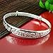 Merdia Women's 999 Solid Sterling Silver Chinese Style Luck Adjustable Bangle Bracelet for Women, Ladies and Elder | Lucky Jewelry for Women | Sterling Silver Bangle