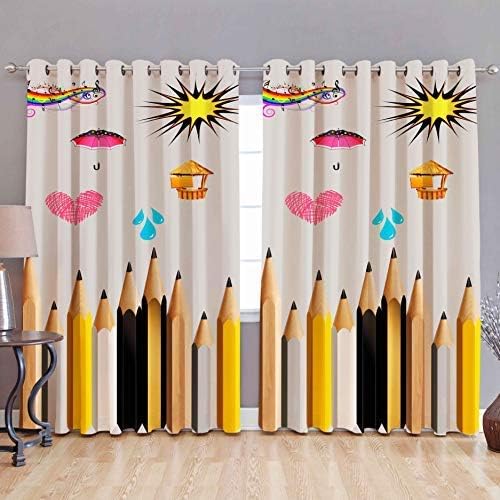 b7 CREATIONS Polyester Digital Printed Kids Eyelet 1 Piece Curtain for Bedroom/Living Room/Home (Cream, Windows 5 Feet)