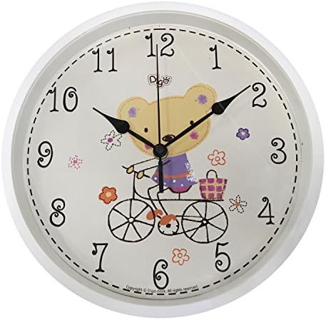 10” Large Girl Bear on a Bike Non Ticking Children Nursery Wall Clock | Girl Wall Clock I Silent Sweep Operation | Ultra-Accurate Quartz Clocks for Children Nursery/ Preschool/ Playroom/ Girls Bedroom