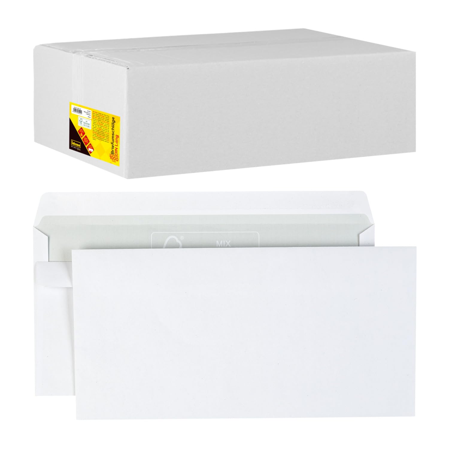 Idena 10222 Envelopes Long 75 g/m² Self-Adhesive Without Window White Pack of 1000