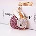 Jzcky Shzrp Cute Rabbit Shape Crystal Rhinestone Keychain Key Chain Sparkling Key Ring Charm Purse Pendant Handbag Bag Decoration Holiday Gift(Purple)