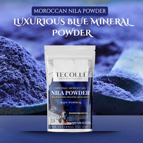 Original Moroccan Blue Nila Powder 100g – Pure & Natural Face Mask for Skin Brightening, Purifying, and Whitening