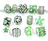 Pro Jewelry Ten (10) of Assorted August Peridot Green Crystal Rhinestone Beads (Styles You Will Receive Are Shown in Picture Random 10 Beads Mix) Charms Spacers for Bracelets