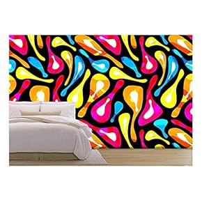 Vector - Colored Graffiti Abstract Pattern on a Black Background - Removable Wall Mural | Self-Adhesive Large Wallpaper - 66x96 inches