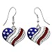Heart Red White Blue American USA Flag Star Dangle Earrings 4th of July Independence Day Gift