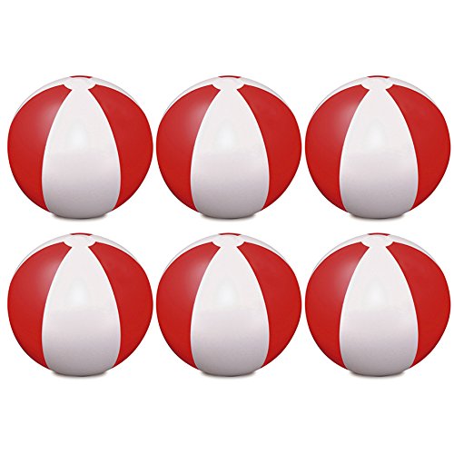 eBuyGB Pack of 12 Inflatable Colour Ball - Beach Pool Game, Red, 22 cm/9"