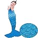 ILSELL Handcrafted Crochet Knitting Mermaid Tail Blanket,Little Sofa Blanket Kids Soft Rug Sleeping Bag for Kids (Blue)