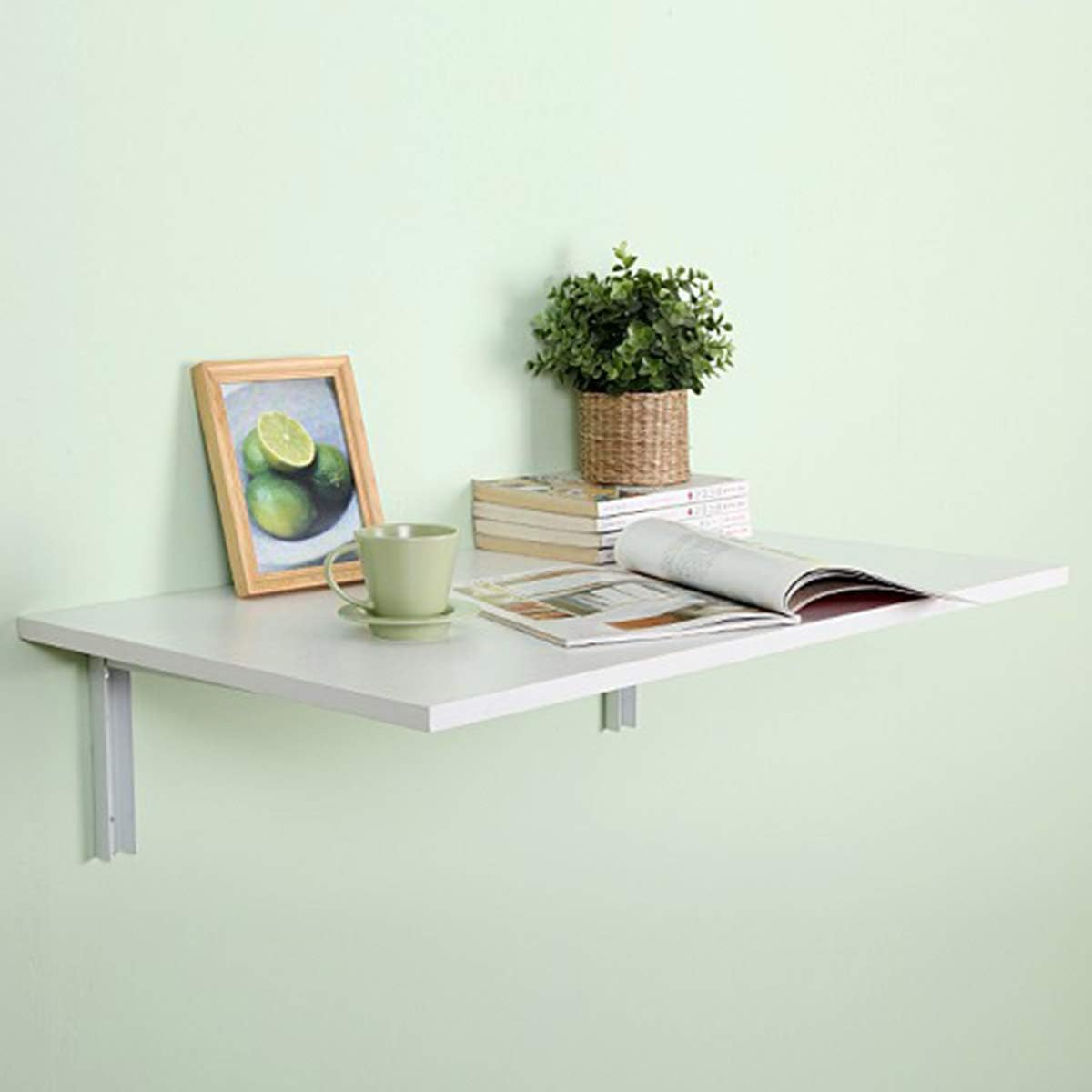 Kawachi Folding Wall Mount Laptop Shelf for Study Office Balcony Kitchen Table Made in India (80cm*40 cm) Beige