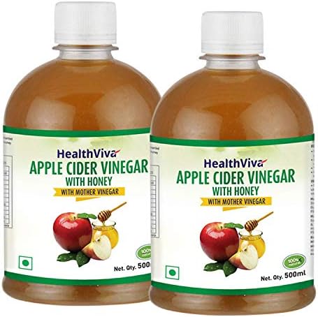 HealthViva Apple Cider Vinegar Combo with Mother- Natural, Raw, Unfiltered with Honey- 500 mL (Pack of 2)