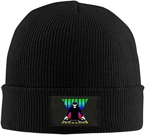 SWEYUE DJ Rock Disco Music Unisex Knit Beanie Hat 100% Acrylic Daily Warm Soft Hats Black