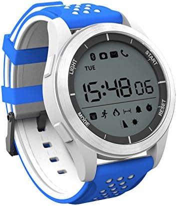 Waterproof Sport Watch Bluetooth Smart Watch F3 Fitness Tracker SHFY Pedometer Stopwatches Smartwatch Compatible with iOS iPhone Samsung Android Phones for Men Women Boys and Girls (White-blue)