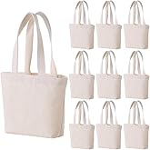 10×8×3 Inch - Small Canvas Tote Bags for Kids Mini Gift Bulk for Painting DIY Arts & Crafts Thick Fabric Bland Bags