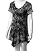 TWINTH Printed Tunic Plus Size Tie Dye Short Sleeve Handkerchief Hem Loose Fit Top Black XL