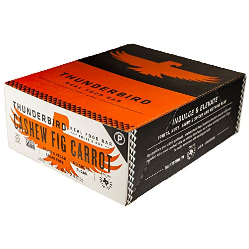 Thunderbird Paleo and Vegan Snacks - Real Food Energy Bars - Fruit & Nut Nutrition Bars - No Added Sugar, Grain and Gluten Free, Non-GMO, 15 Pack (Cashew Fig Carrot)