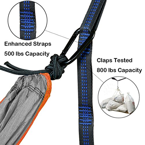 FARLAND Outdoor Camping Hammock - Portable Anti-fade Nylon Double Hammock with 2 Piece 16 Loop Straps by Parachute Lightweight Hammock for Hiking Backpacking - Thumbnail 4