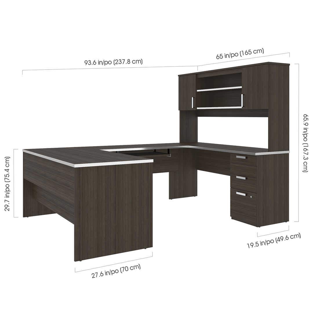 Bestar U Shaped Desk With Pedestal And Hutch Universel Amazon In Home Kitchen