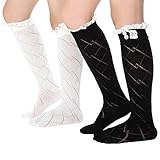 FAYBOX Women Lace Boot Socks Trim Leg Warmers Button Cuffs Toppers