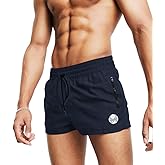 MICOZIFY Men's Gym Workout Shorts, 3" Bodybuilding Running Shorts, 3 inch Athletic Gym Shorts with Zipper Pockets