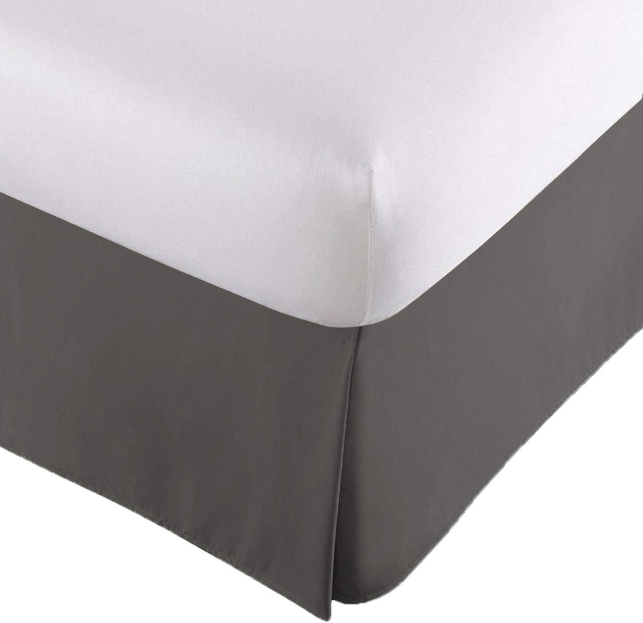 Lux Decor Collection Bed Skirt Tailored Drop Length – Long Fitted Pleated Dust Ruffle Skirt for Bedroom – Soft and Abrasion Resistant Microfiber – Easy Fit Bed Skirts (King, Grey): Kitchen & Dining