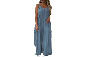 Women Casual Overalls Jumpsuits Baggy Harem Rompers Loose Sleeveless Wide Leg Romper Pants 2026 Trendy Summer Jumper