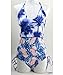 Mansy Women's High Waisted Striped Floral Pinted Swimsuit One Piece