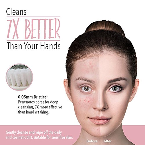 Facial Cleanser Brush, 3 in 1 Electric Rotating Facial Cleansing Brush USB Rechargeable Sonic Face Cleaners Scrubber SPA Skin Care Tool Beauty Instrument (Pink)